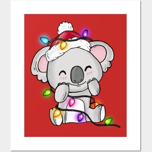 Cute Koala Christmas Lights Posters and Art